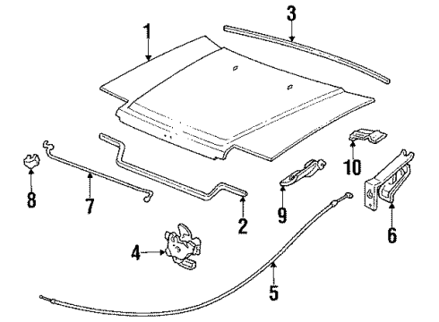 1988 Honda Accord Hood & Components Lock Assembly, Hood Diagram for 74120-SE0-A01