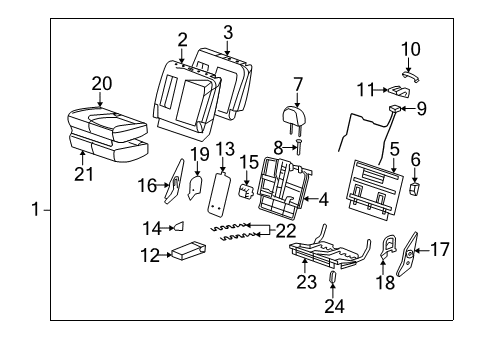 2008 Saturn Vue Rear Seat Components Guide, Rear Seat Head Restraint Diagram for 96850093