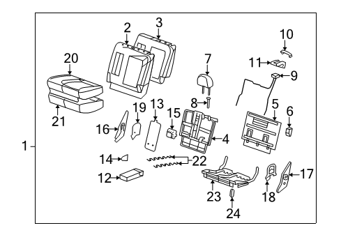 2008 Saturn Vue Rear Seat Components Bracket, Rear Seat Riser Hook Diagram for 96800147