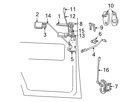 2001 Dodge Ram 1500 Van Front Door Front Door Window Regulator Diagram for 5278399AA