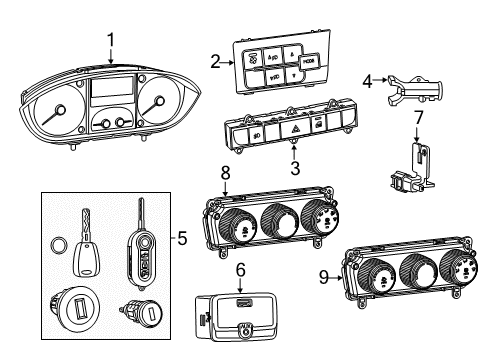 2020 Ram ProMaster 1500 A/C & Heater Control Units Control-A/C And Heater Diagram for 6RK11DX9AB