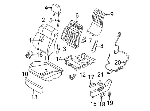 2006 Infiniti M35 Power Seats Pad-Front Seat Back Diagram for 87661-EH00A