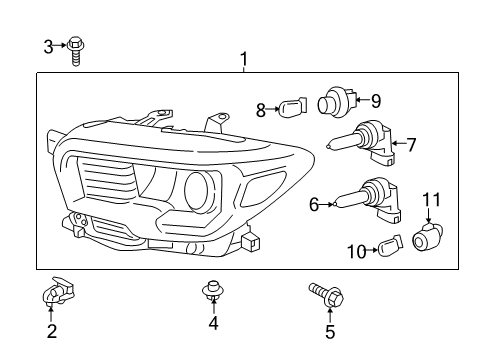 2017 Toyota Tacoma Bulbs Exterior Bulbs Diagram for 90981-15030