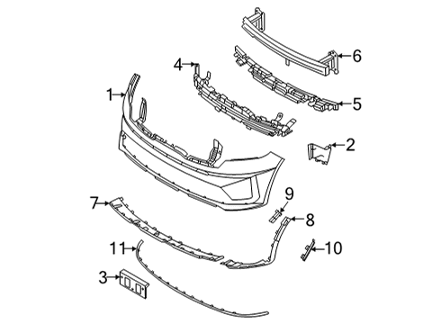 2022 Kia Sorento Bumper & Components - Front Cr Piece-Bumper GRIL Diagram for 86532P2000