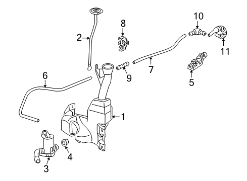 2009 Honda Accord Wiper & Washer Components Clip, Washer Tube & Open Wire Diagram for 91511-TA0-A01