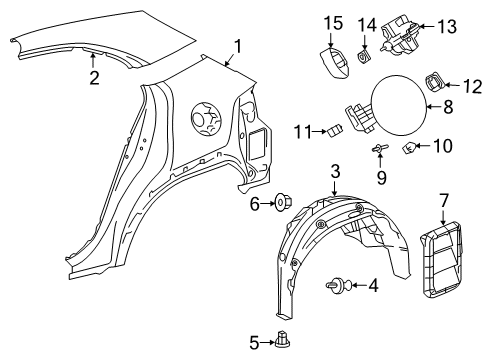 2022 Lexus UX200 Quarter Panel & Components LINER, RR WHEEL HOUS Diagram for 65638-76040