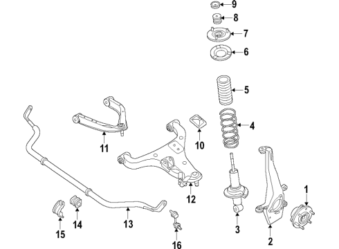 2019 Nissan Armada Front Suspension Components, Lower Control Arm, Upper Control Arm, Stabilizer Bar Shock Absorber Kit-Front Diagram for E6110-5ZW0A