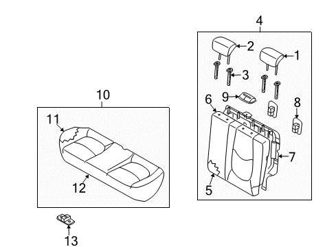 2011 Kia Soul Rear Seat Components Cushion Assembly-Rear Seat Diagram for 891002K020AHK