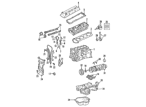 2007 Nissan Altima Engine Parts, Mounts, Cylinder Head & Valves, Camshaft & Timing, Variable Valve Timing, Oil Pan, Oil Pump, Balance Shafts, Crankshaft & Bearings, Pistons, Rings & Bearings CAMSHAFT-Int & Exhaust Set (4TR3) Diagram for A3020-JA15A