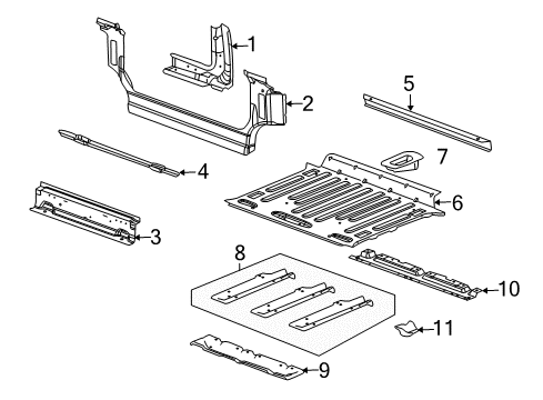 2008 Hummer H2 Rear Body & Floor Sill Panel Reinforcement Bar Diagram for 15098259