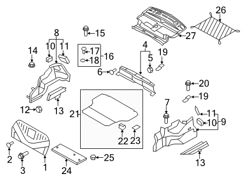 2011 Hyundai Genesis Interior Trim - Rear Body Hook-Covering Shelf Diagram for 85920-2E000
