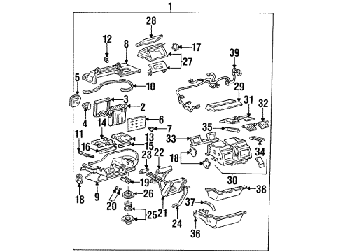 1998 Buick Riviera Air Conditioner SEAL, Heater Core Diagram for 52472800
