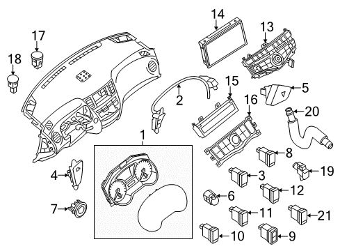 2014 Nissan Pathfinder A/C & Heater Control Units Switch Assy-Ignition Diagram for 25150-3TV0C