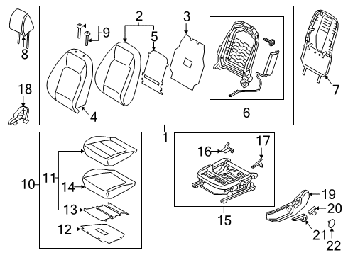 2020 Hyundai Venue Driver Seat Components Heater-Front Seat Cushion Diagram for 88170-K2000