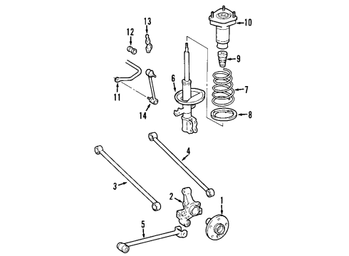 2008 Lexus RX400h Rear Suspension Components, Ride Control, Stabilizer Bar Rear Axle Hub & Bearing Assembly, Right Diagram for 42450-0E010