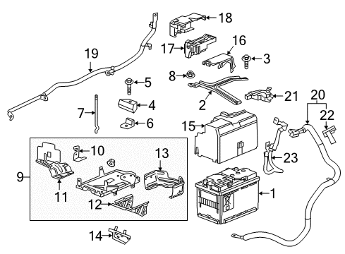 2017 Chevrolet Malibu Hybrid Components, Battery, Cooling System Sensor Diagram for 13599060