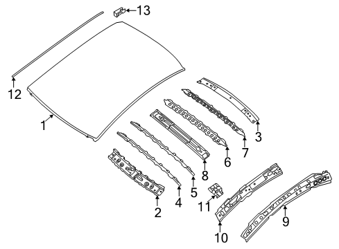 2015 Nissan Altima Roof & Components, Exterior Trim Rail-Side Roof, Inner RH Diagram for G6330-3TAAA