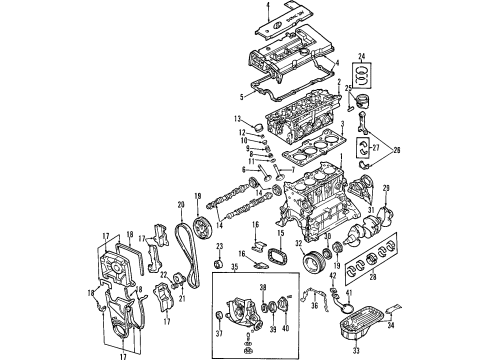1996 Hyundai Accent Engine Parts, Mounts, Cylinder Head & Valves, Camshaft & Timing, Oil Pan, Oil Pump, Crankshaft & Bearings, Pistons, Rings & Bearings Pulley-Damper Diagram for 23124-26030
