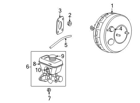 2007 Jeep Commander Dash Panel Components Brake Master Cylinder Diagram for 5175732AA