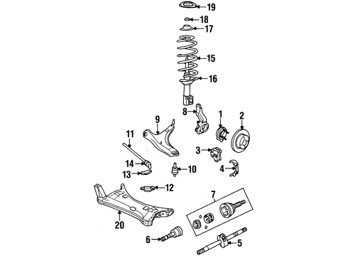 1987 Plymouth Turismo Front Suspension Components, Stabilizer Bar Front Wheel Brake Diagram for 4313772