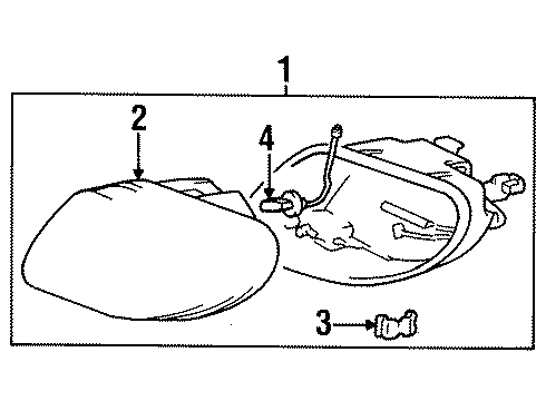 1998 Hyundai Accent Bulbs Front Passenger Side Fog Light Assembly Diagram for 92202-22300