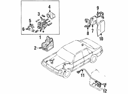1991 Toyota Cressida Anti-Lock Brakes Computer Assy, Skid Control Diagram for 89541-22060
