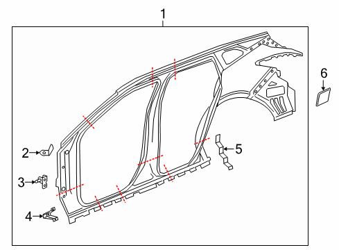 2022 Chevrolet Blazer Uniside Uniside Panel Bracket Diagram for 42441260