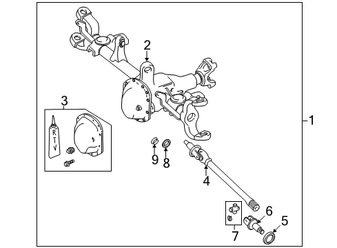 2004 Jeep Wrangler Front Axle & Carrier Axle-Service Front Diagram for 4864910AB