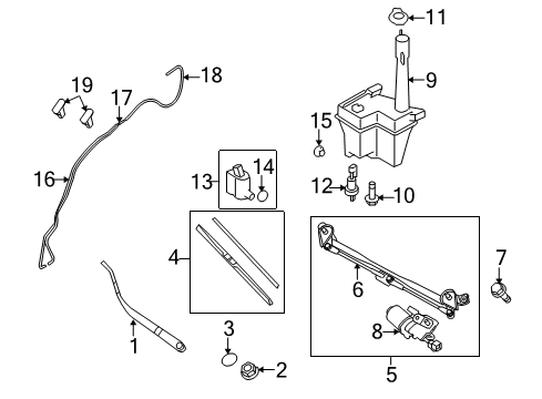 2009 Kia Borrego Wiper & Washer Components Windshield Wiper Motor & Link Assembly Diagram for 981002J000