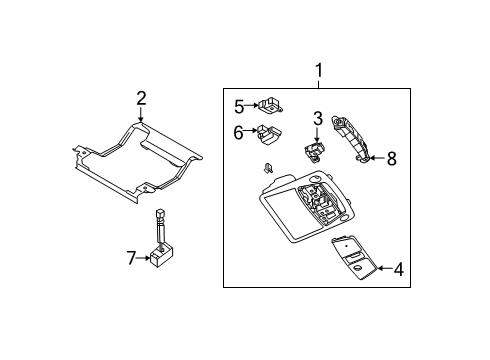 2021 INFINITI QX80 Overhead Console Lamp Assembly Map Diagram for 26430-1A63A