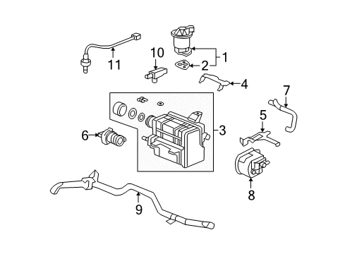 2008 Honda Civic Emission Components Canister Assembly Diagram for 17011-SNA-A02