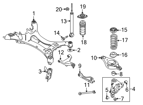 2016 Nissan Murano Rear Suspension, Lower Control Arm, Upper Control Arm, Stabilizer Bar, Suspension Components Spring-Rear SUSPENSIONON Diagram for 55020-5AA0C
