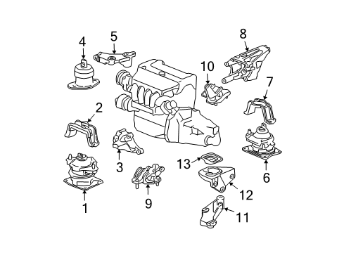 2004 Acura TSX Engine & Trans Mounting Rubber Assembly, Front Engine Mounting (Mt) Diagram for 50830-SEA-E12