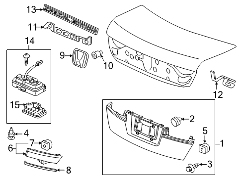 2011 Honda Accord Parking Aid Clip, RR. License Garnish Diagram for 91560-SDA-A01