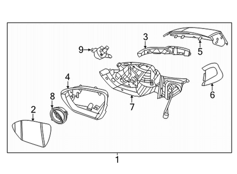 2022 Hyundai Santa Cruz Outside Mirrors SCALP-O/S RR VIEW MIRROR, LH Diagram for 87616-CW000