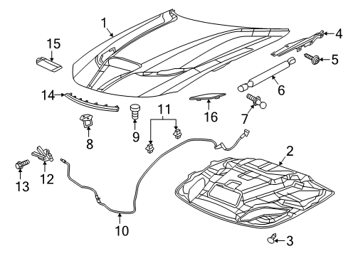 2015 Dodge Charger Hood & Components Hood Latch Diagram for 55113787AB