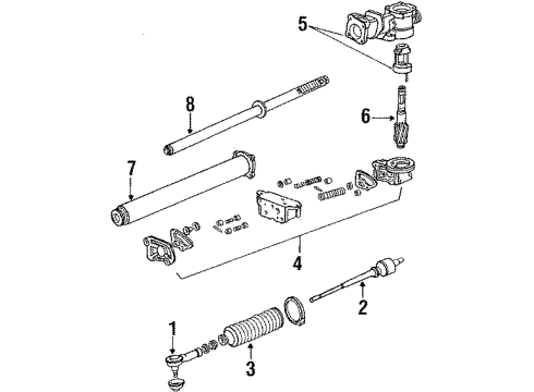 1988 Honda Prelude Steering Column & Wheel, Steering Gear & Linkage Rack, Steering (Driver Side) Diagram for 53626-SF1-A51