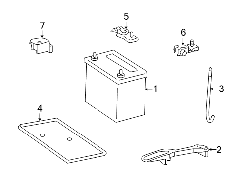 2010 Lexus LX570 Battery Battery Holder Bolt Diagram for 74451-60080