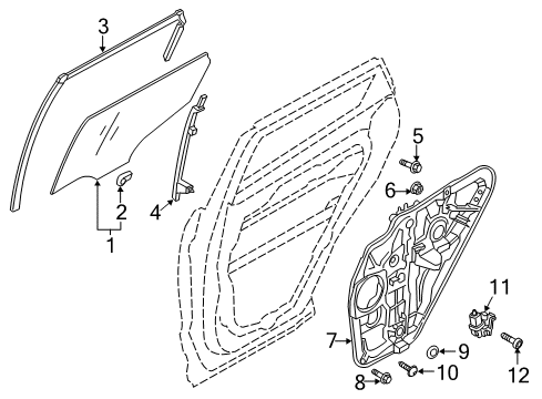 2015 Hyundai Santa Fe Rear Door Run&Channel-Rear Door Delta Lower, RH Diagram for 83545-B8000