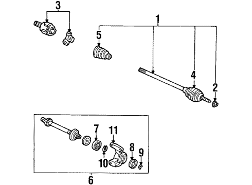1996 Honda Odyssey Drive Axles - Front Driveshaft Set, Driver Side Diagram for 44011-SX1-951
