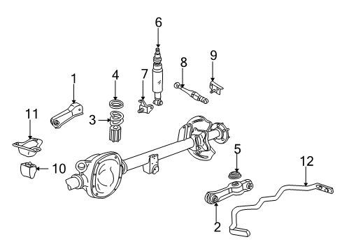 2001 Ford Mustang Rear Suspension Components, Lower Control Arm, Upper Control Arm, Stabilizer Bar Shock Diagram for 1R3Z-18125-AA