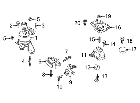 2020 Ford Edge Engine & Trans Mounting Bracket Diagram for K2GZ-6E042-A
