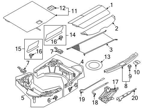 2010 Infiniti FX50 Interior Trim - Rear Body Hook Diagram for 74932-1CB0A