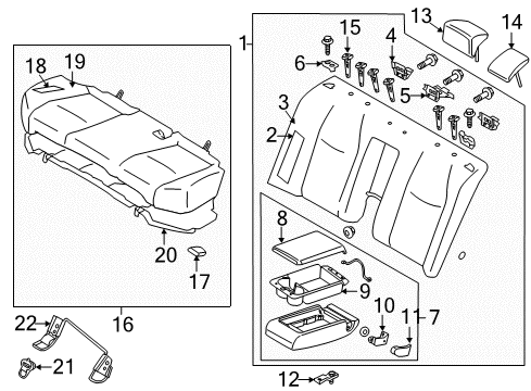 2019 Infiniti Q70 Rear Seat Components Trim Assembly - Rear Seat Back Diagram for 88620-1ME2B