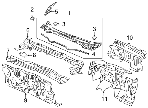 2020 Honda Civic Cowl Cowl Top Assy., FR. Diagram for 74200-TGG-A00