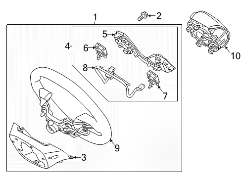 2018 Hyundai Accent Steering Column & Wheel, Steering Gear & Linkage Steering Remote Control Switch Assembly Diagram for 96700-J0200-RDR