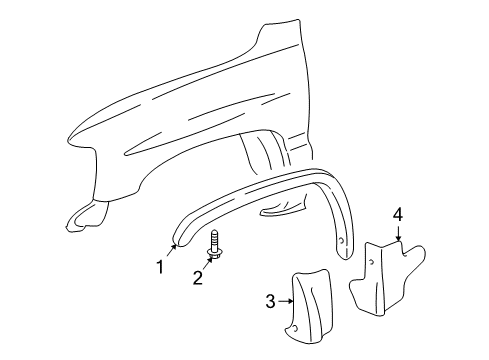 2006 Chevrolet Suburban 1500 Exterior Trim - Fender Molding-Front Fender Wheel Opening (Asm W/Fasteners) Diagram for 15275245