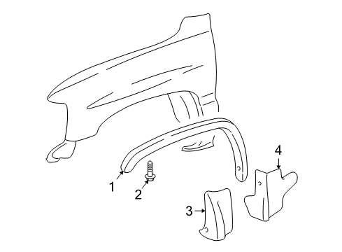 2001 GMC Yukon XL 1500 Exterior Trim - Fender Lower Molding Diagram for 15768594