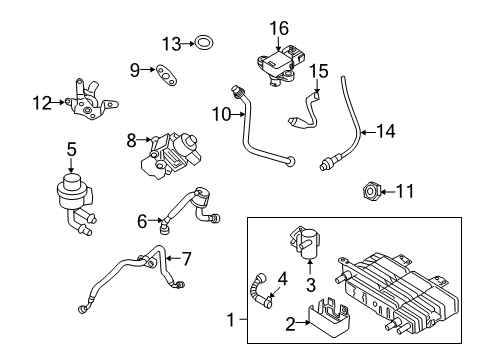 2011 Ford Fusion Emission Components Vapor Canister Diagram for AE5Z-9D653-G
