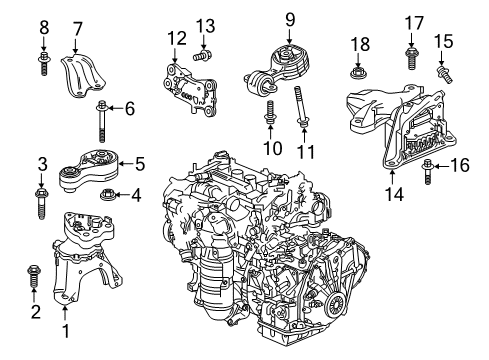 2021 Honda Accord Engine & Trans Mounting Rod, Torque (Lower) Diagram for 50890-TVC-A31